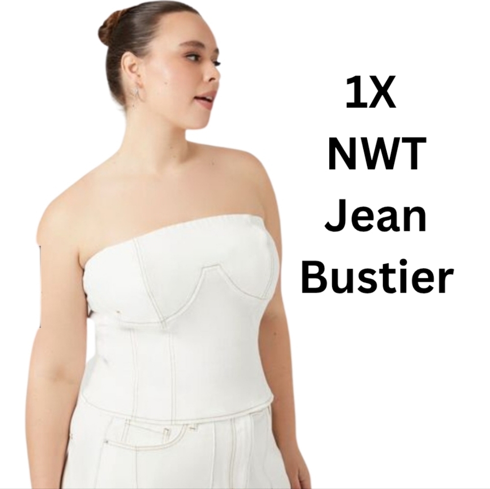 NWT Jean Bustier Top 1X Stretch White V-2463
